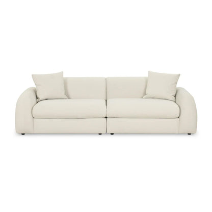Kourtney 100" Cream Faux Mohair Sofa