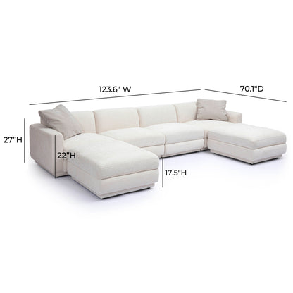 Perry 6-Piece Cream Performance Chenille Modular U-Sectional