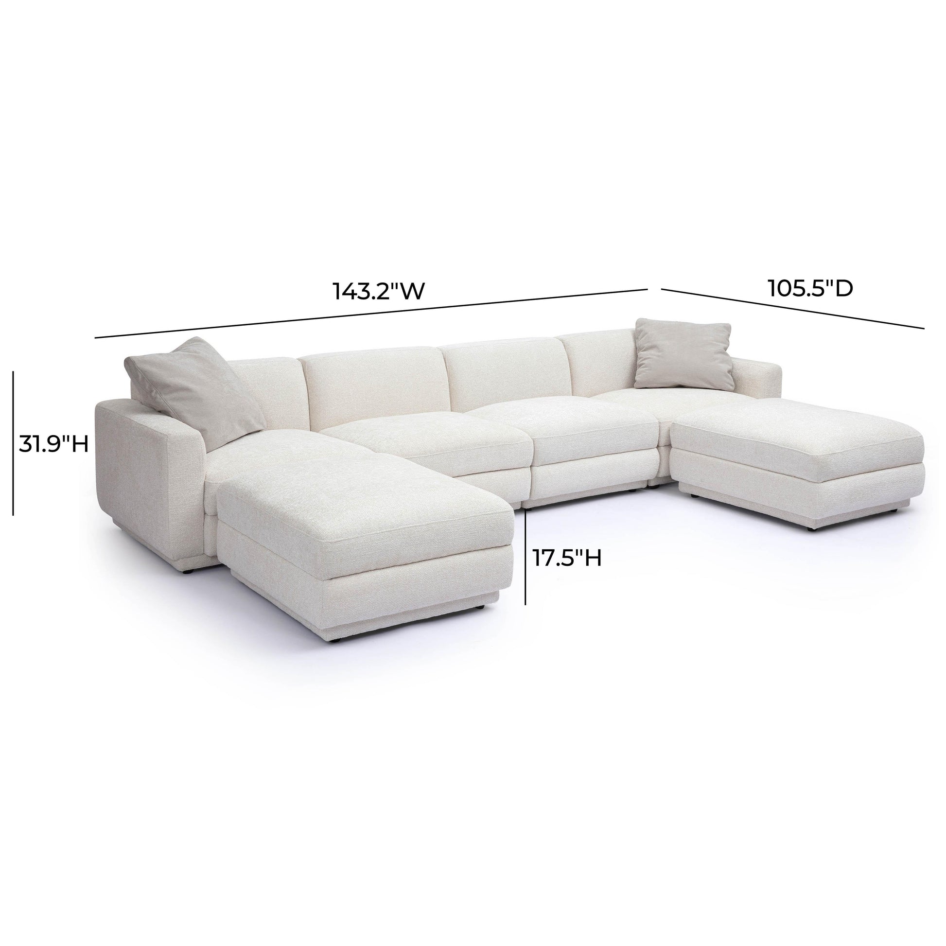 Perry 6-Piece Cream Performance Chenille Modular U-Sectional