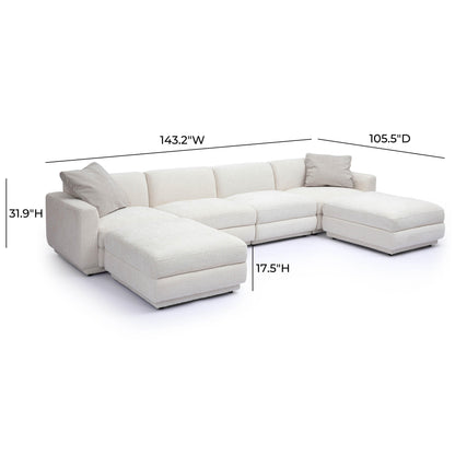 Perry 6-Piece Cream Performance Chenille Modular U-Sectional