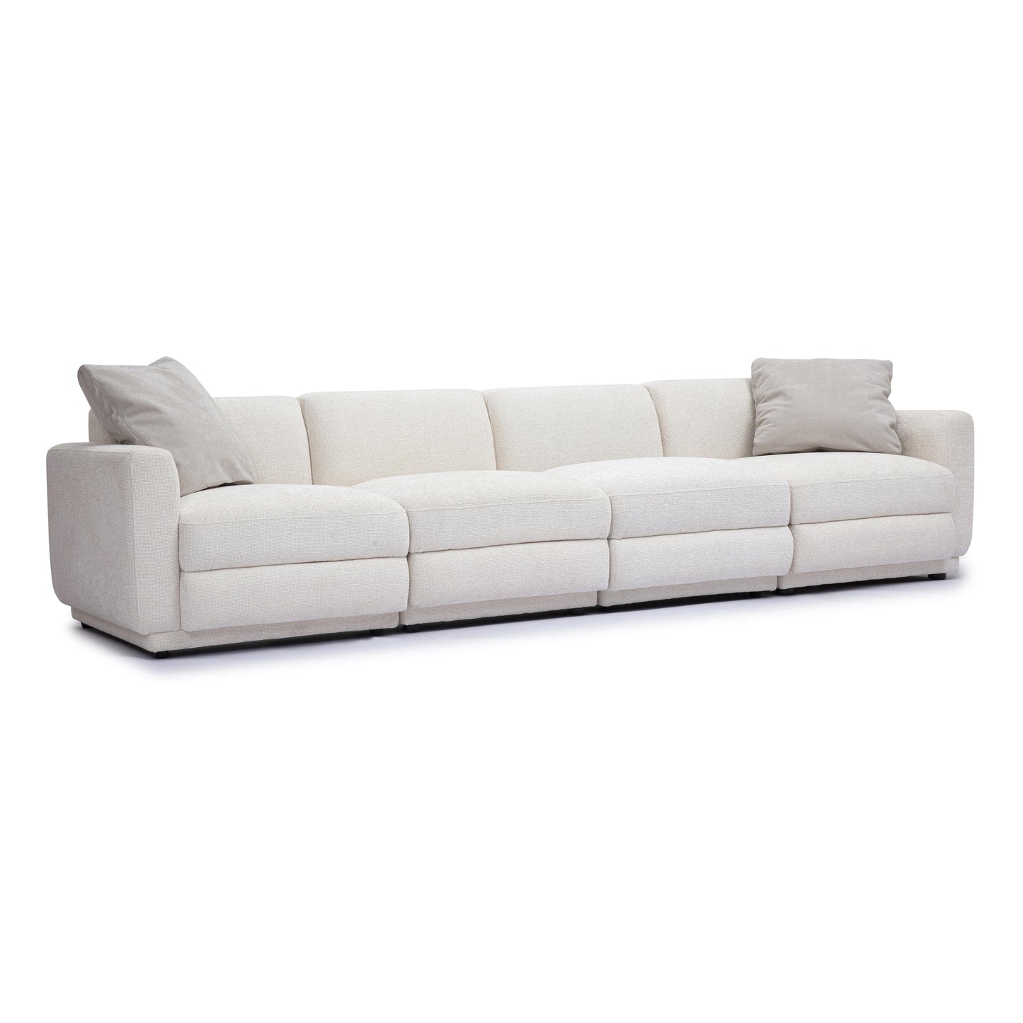 Perry 124" Cream Performance Chenille Modular Long Sofa - Default Variant