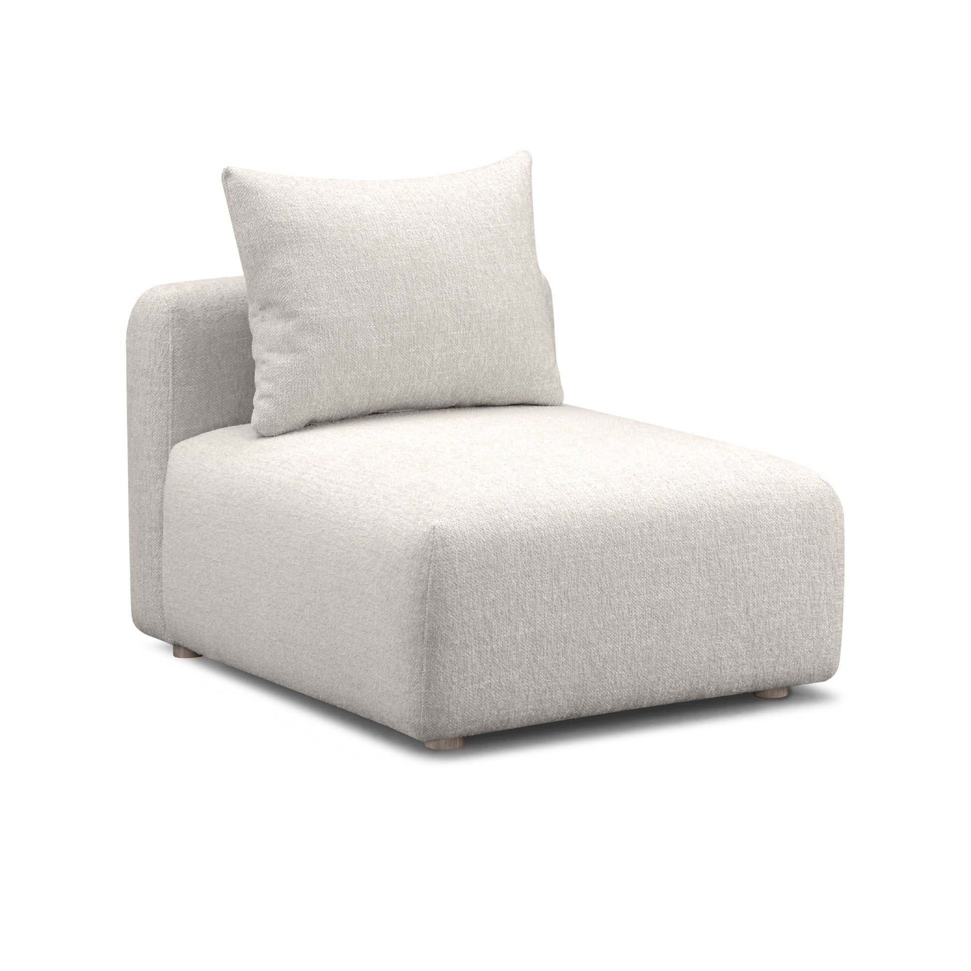 Hangover Contract-Grade Textured Fabric Modular Armless Chair - Cream