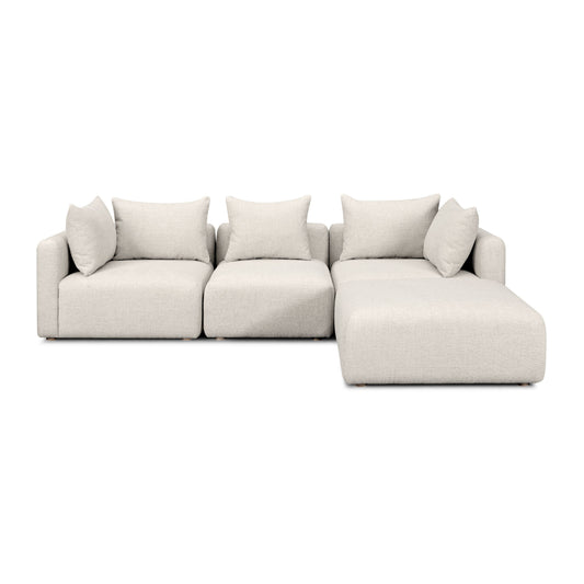 Hangover 4-Piece Contract-Grade Textured Fabric Modular Sectional - Cream