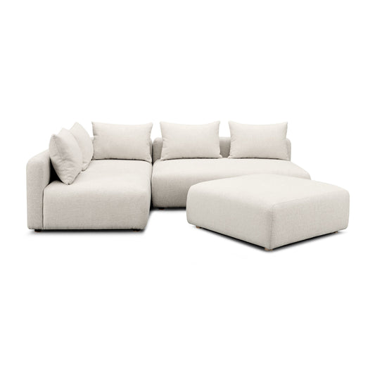 Hangover 4-Piece Contract-Grade Textured Fabric Modular Chaise Sectional - Cream