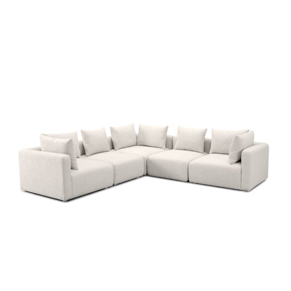 Hangover 5-Piece Contract-Grade Textured Fabric Modular L-Sectional - Cream