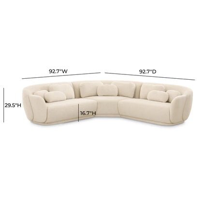 Misty 3-Piece Cream Performance Boucle Modular L-Sectional