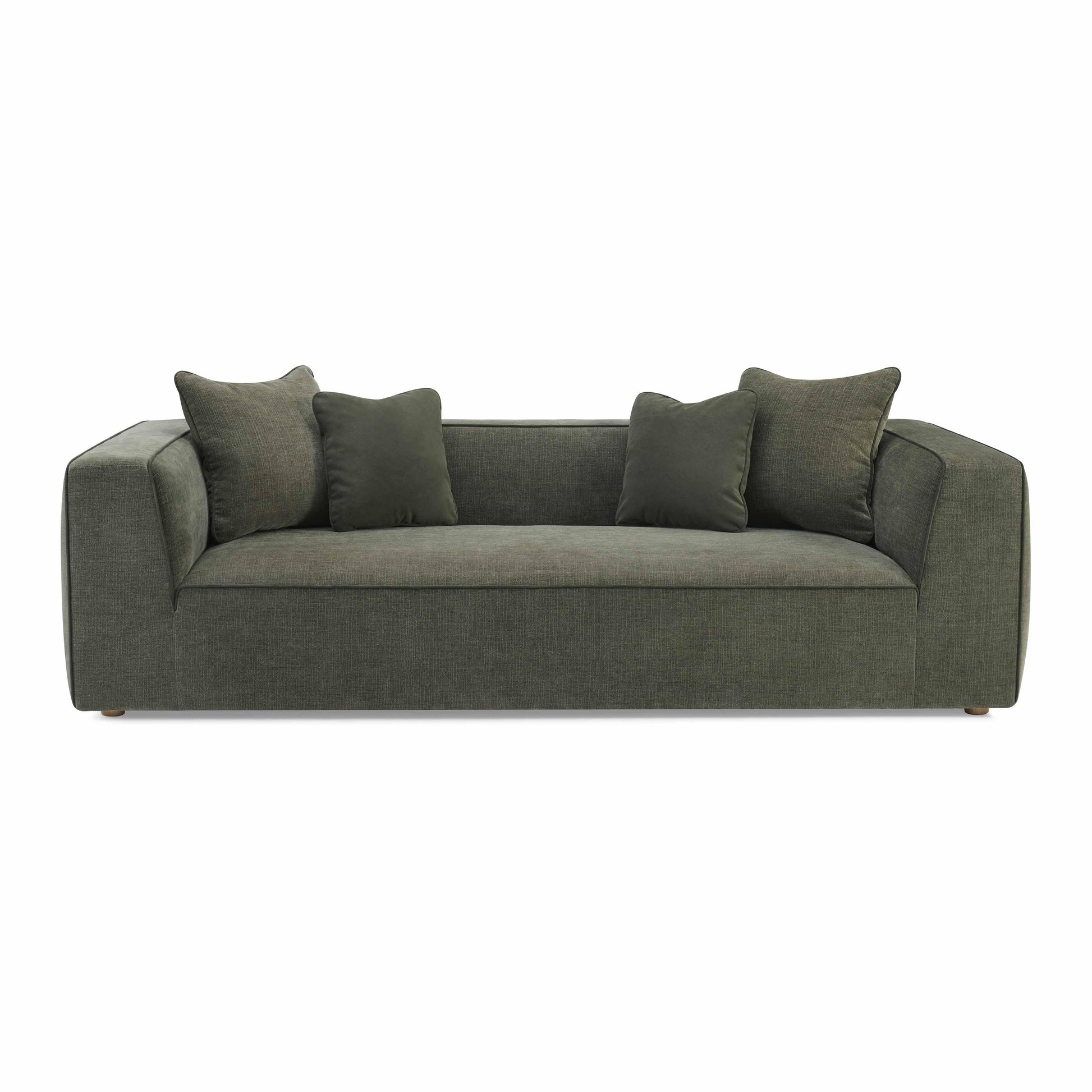 Tristine 96" Olive Green Upcycled Performance Basketweave Sofa - Default Variant