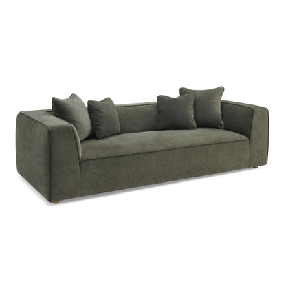 Tristine 96" Olive Green Upcycled Performance Basketweave Sofa