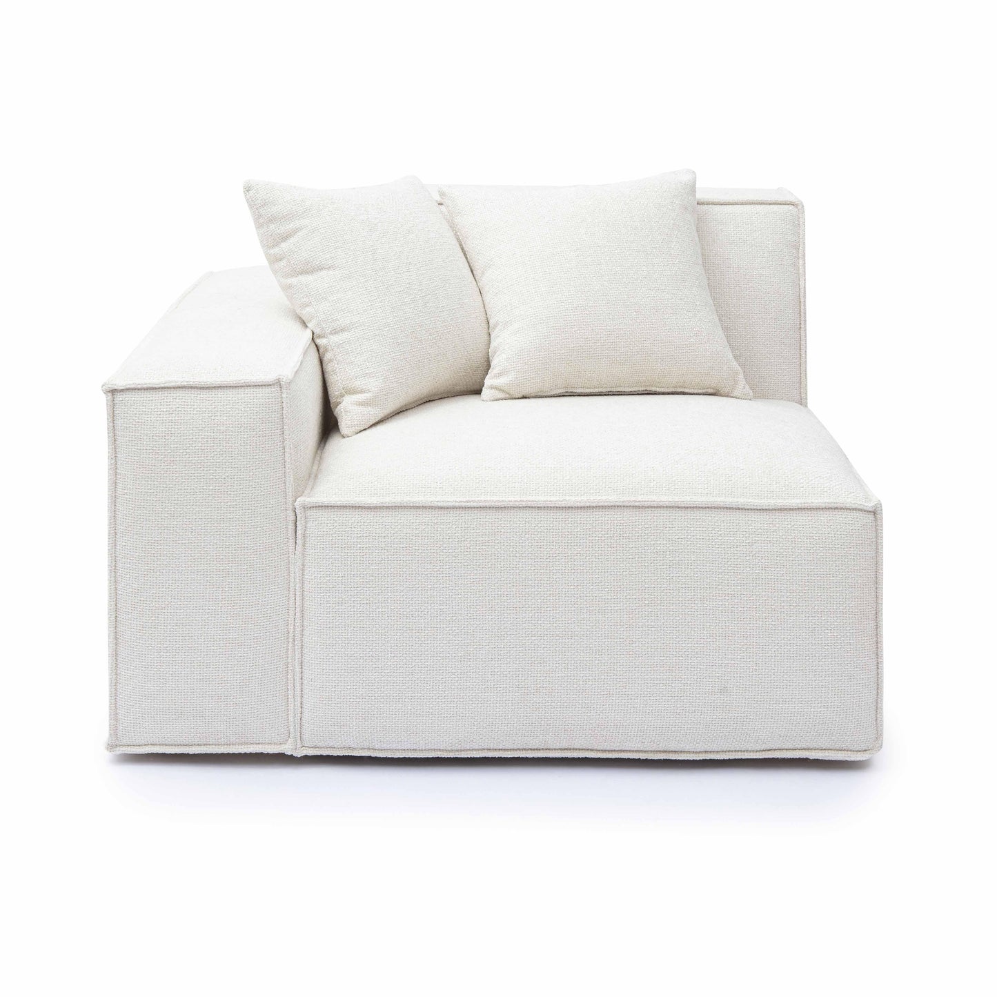 Mindy Performance Chenille Basketweave Modular Corner Chair - Cream / LAF