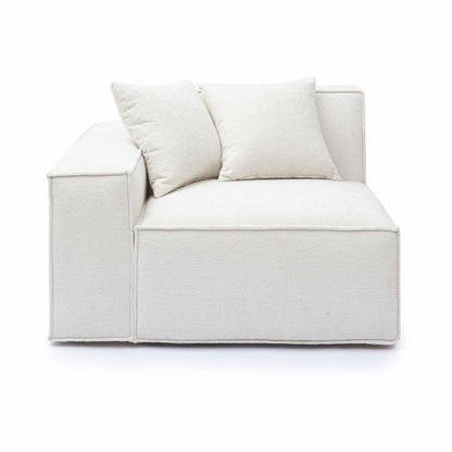 Mindy Performance Chenille Basketweave Modular Corner Chair - Cream / LAF