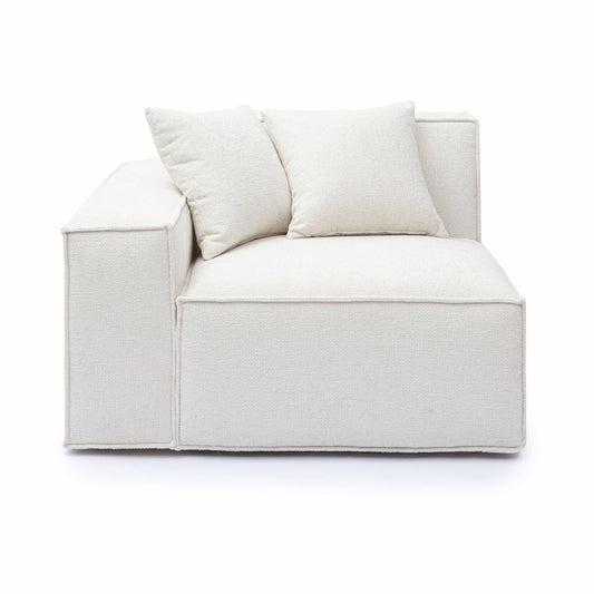 Mindy Performance Chenille Basketweave Modular Corner Chair - Cream / LAF