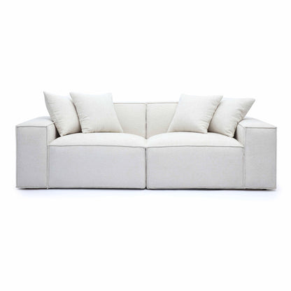 Mindy 84" Performance Chenille Basketweave Modular Loveseat - Cream
