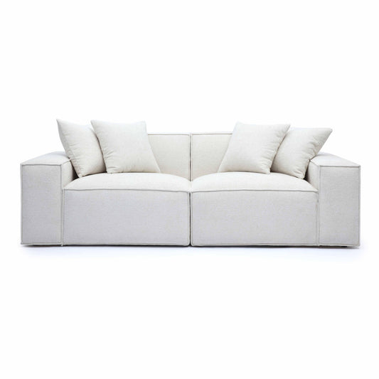 Mindy 84" Performance Chenille Basketweave Modular Loveseat - Cream