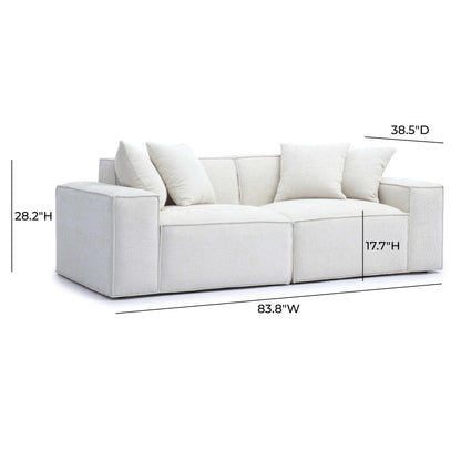 Mindy 84" Performance Chenille Basketweave Modular Loveseat