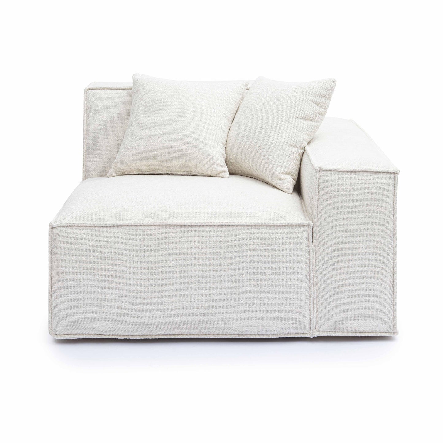 Mindy Performance Chenille Basketweave Modular Corner Chair - Cream / RAF
