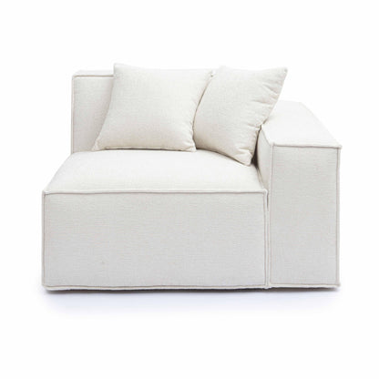 Mindy Performance Chenille Basketweave Modular Corner Chair - Cream / RAF