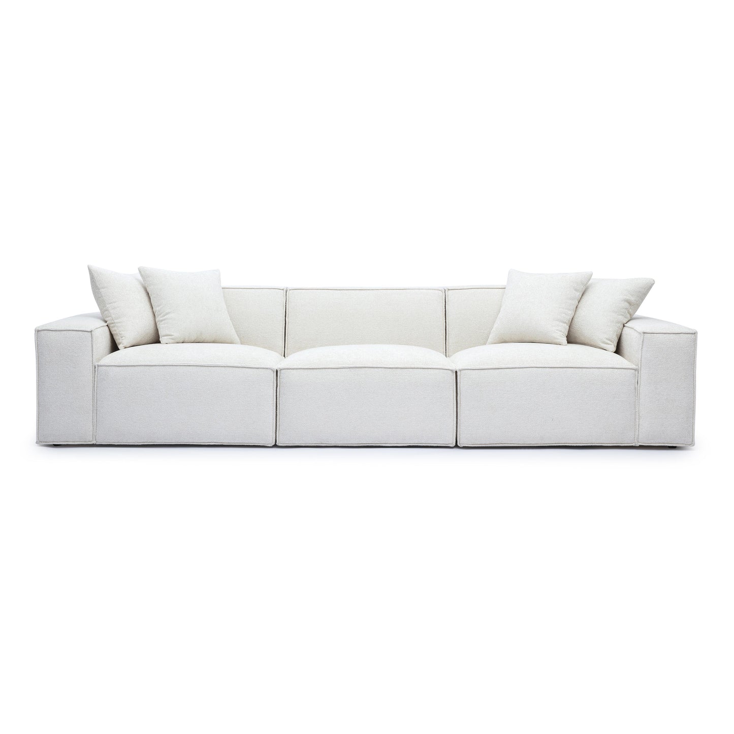 Mindy 115" Performance Chenille Basketweave Modular Sofa - Cream