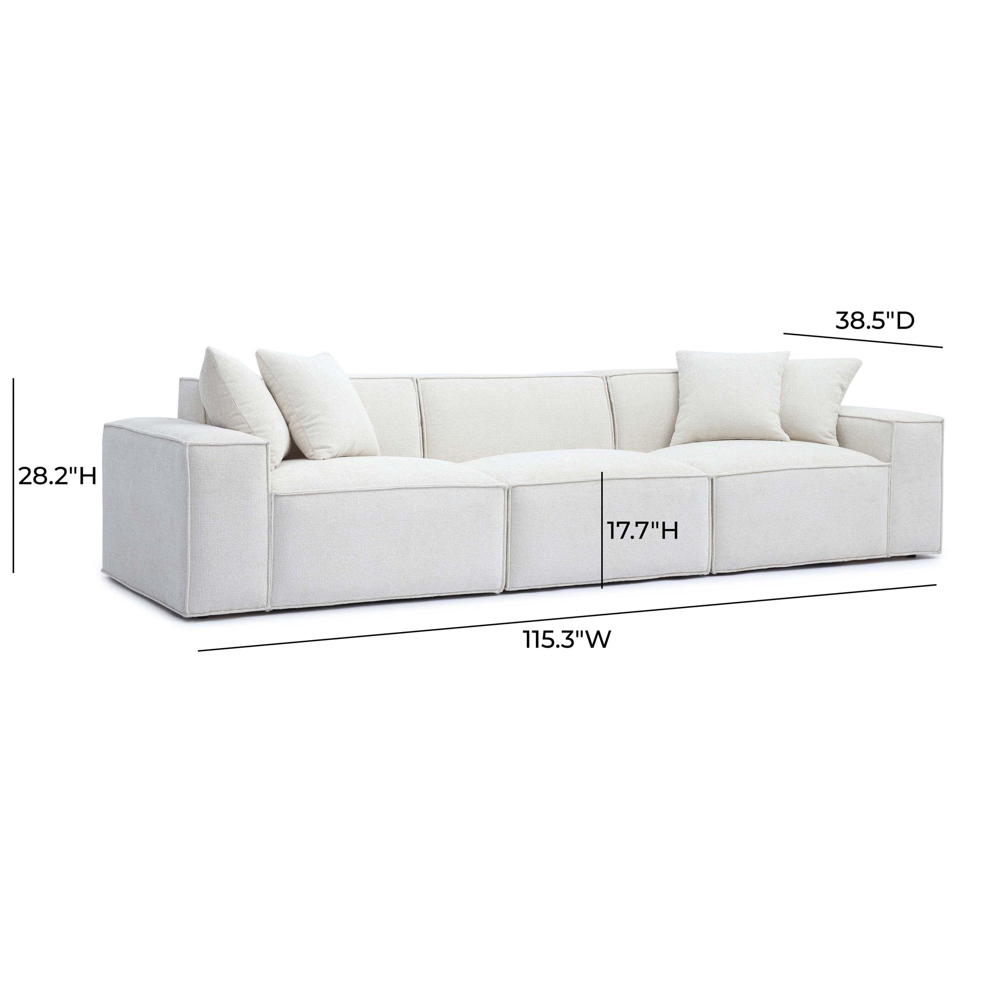 Mindy 115" Performance Chenille Basketweave Modular Sofa