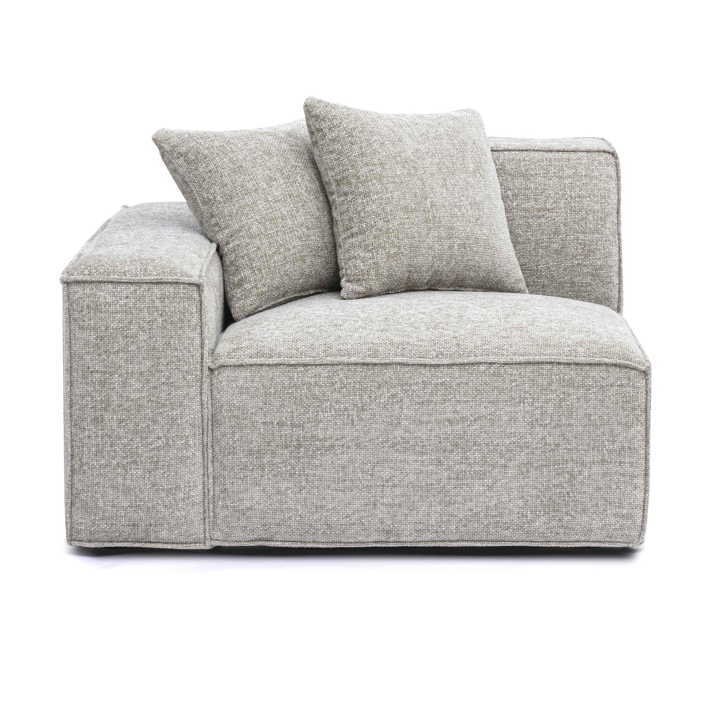 Mindy Performance Chenille Basketweave Modular Corner Chair - Taupe / LAF