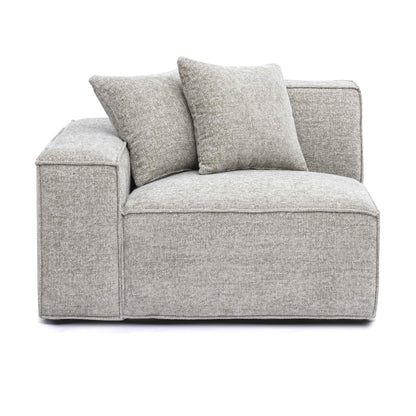 Mindy Performance Chenille Basketweave Modular Corner Chair - Taupe / LAF