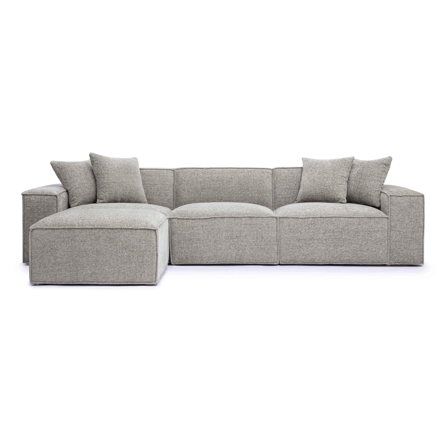 Mindy 4-Piece Performance Chenille Basketweave Modular Sectional - Taupe