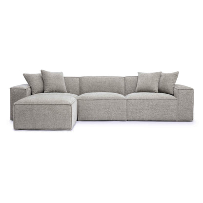 Mindy 4-Piece Performance Chenille Basketweave Modular Sectional - Taupe