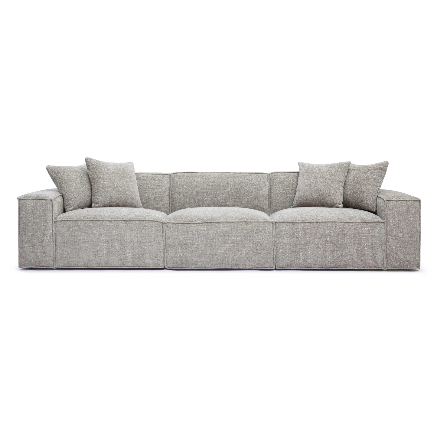 Mindy 115" Performance Chenille Basketweave Modular Sofa - Taupe