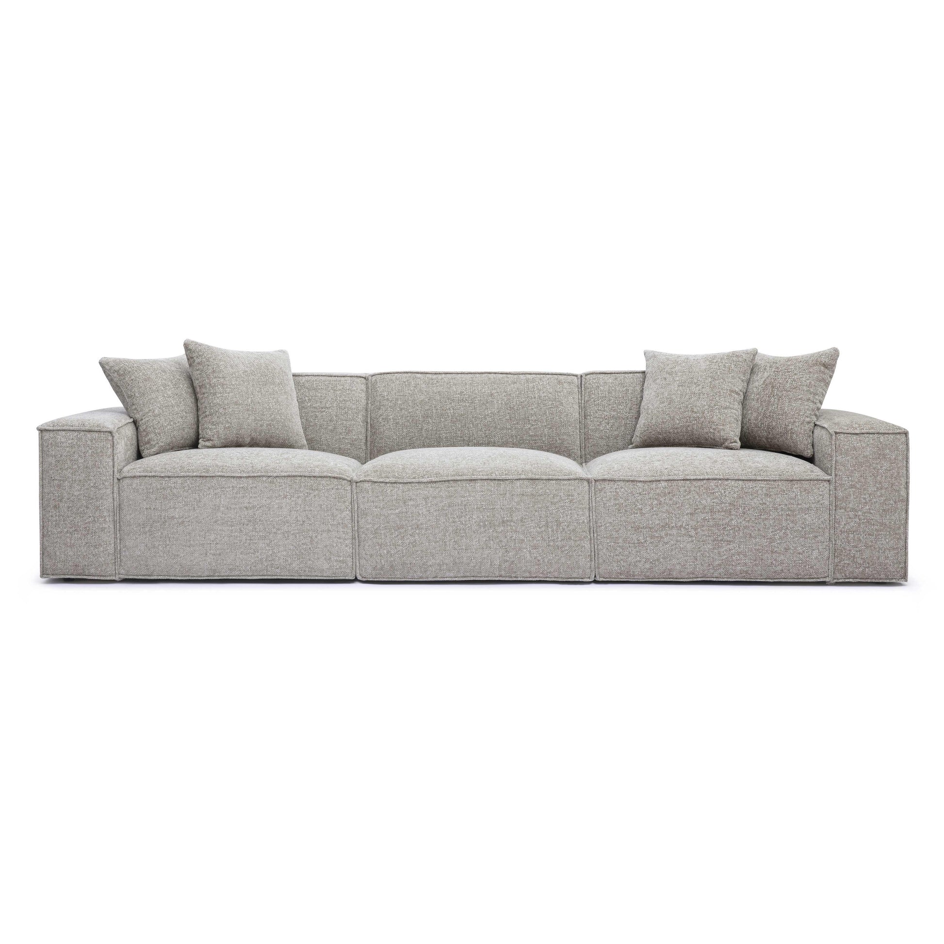 Mindy 115" Performance Chenille Basketweave Modular Sofa - Taupe
