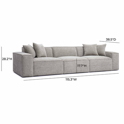Mindy 115" Performance Chenille Basketweave Modular Sofa