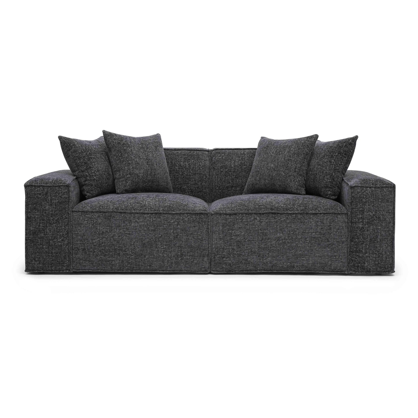 Mindy 84" Performance Chenille Basketweave Modular Loveseat - Charcoal