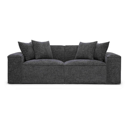 Mindy 84" Performance Chenille Basketweave Modular Loveseat - Charcoal
