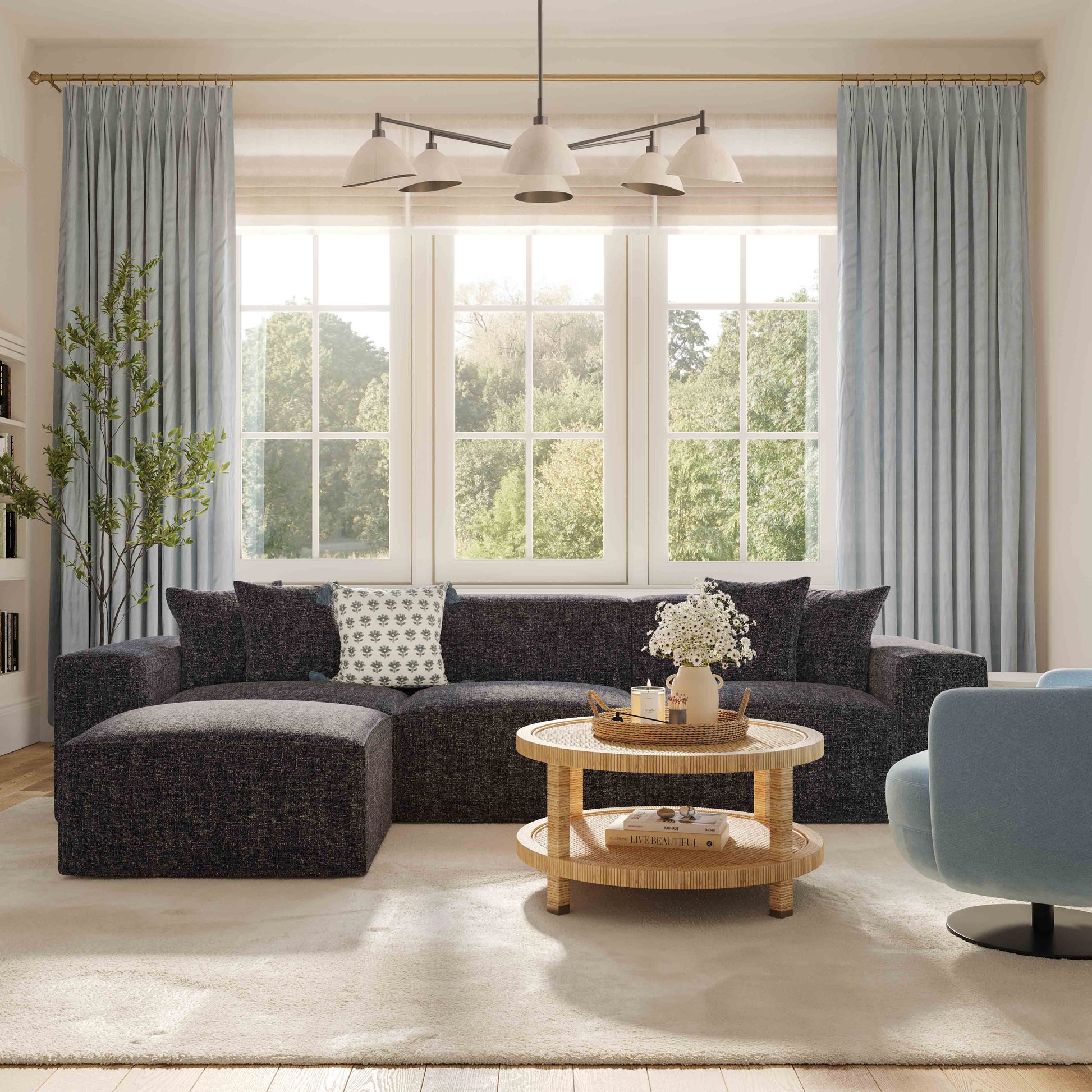 Mindy 4-Piece Performance Chenille Basketweave Modular Sectional