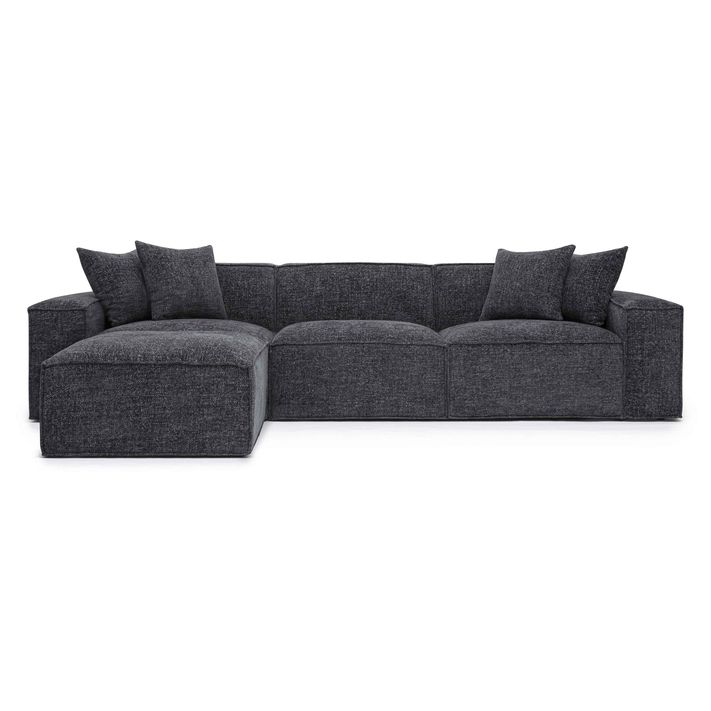 Mindy 4-Piece Performance Chenille Basketweave Modular Sectional - Charcoal