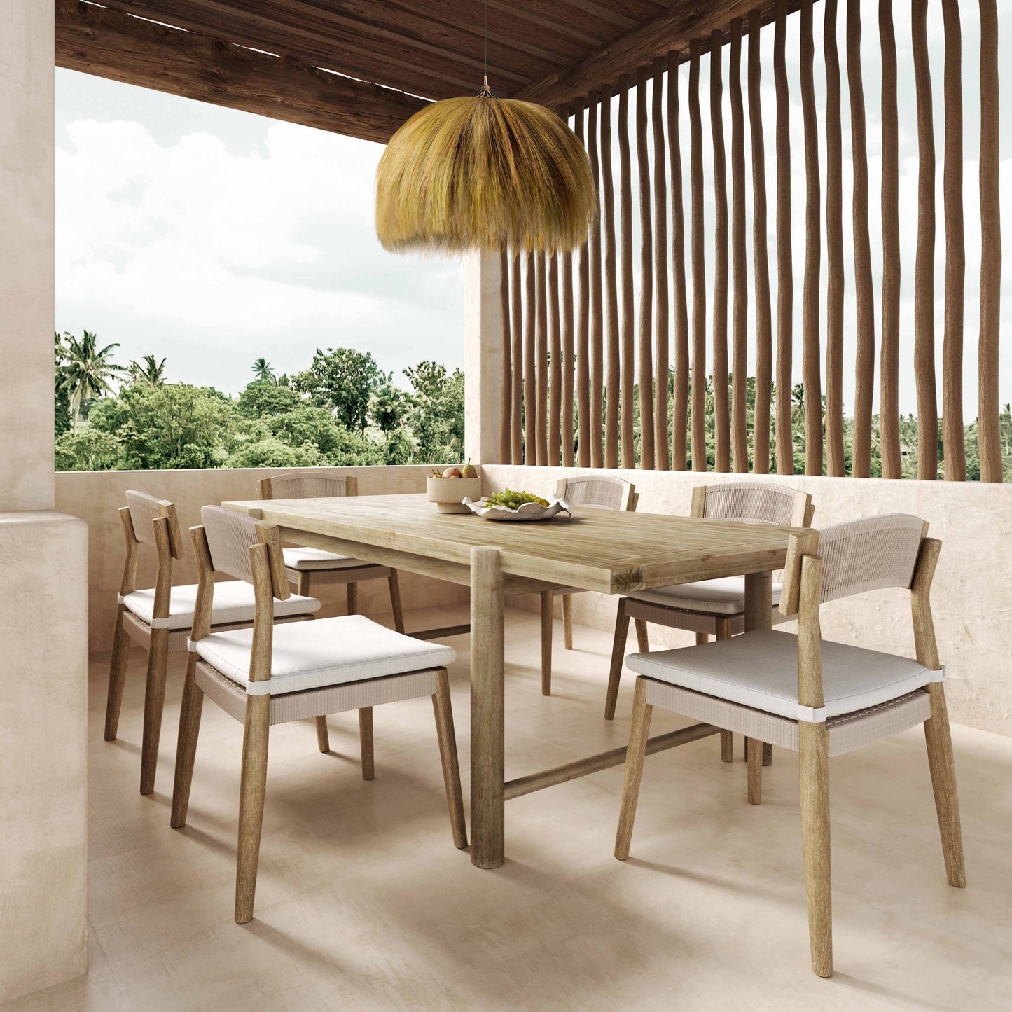 Gata 87" Light Teak Outdoor Rectangular Dining Table