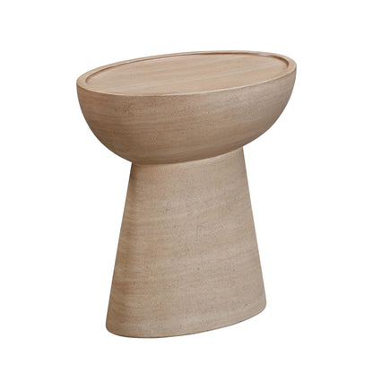 Eclipse Textured Faux Travertine Indoor/Outdoor Side Table - Default Variant