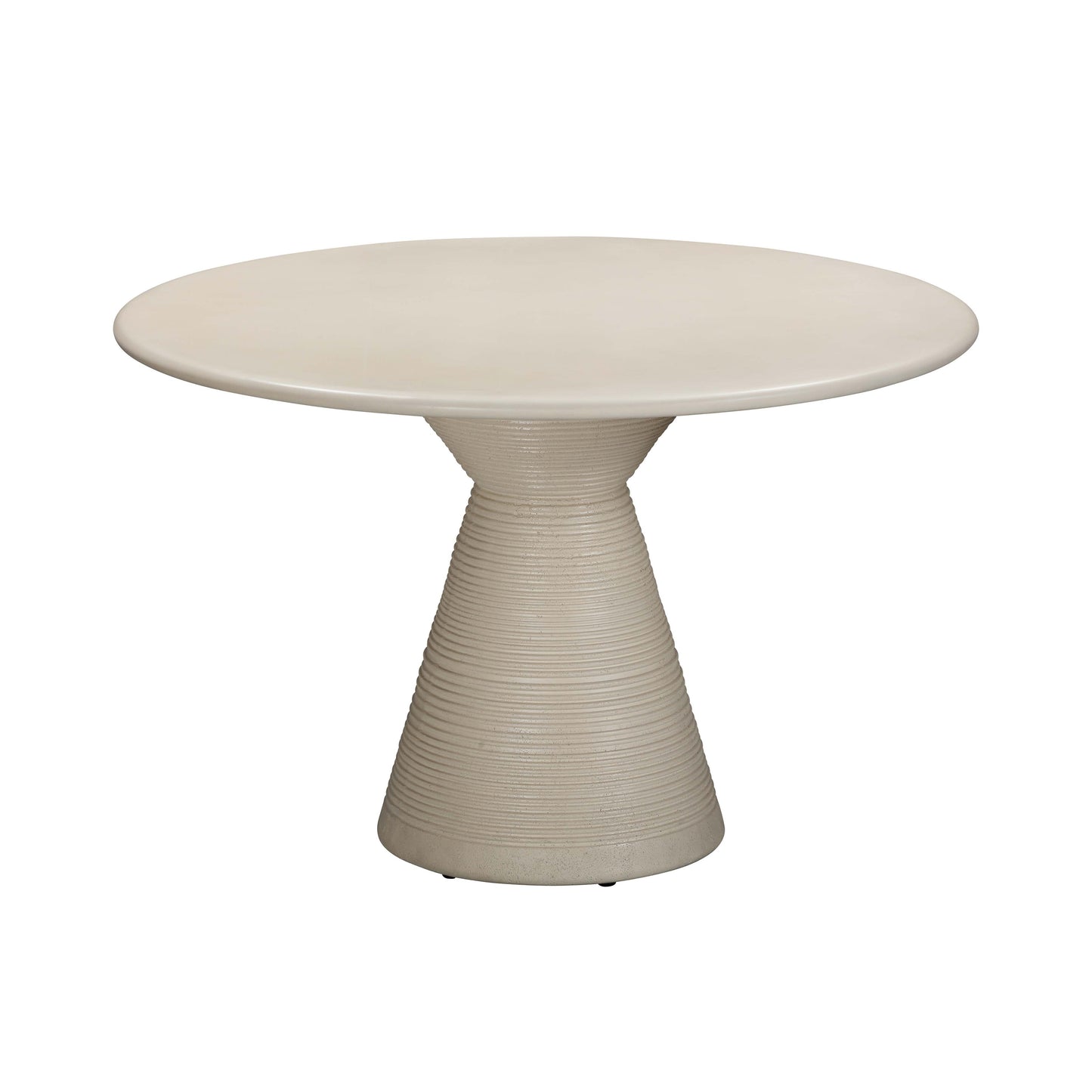 Fern 47" Beige Textured Faux Plaster Concrete Indoor / Outdoor Round Dining Table - Default Variant