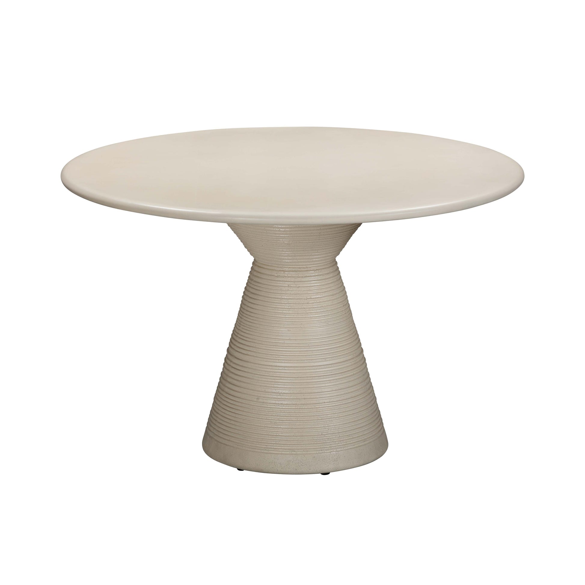 Fern 47" Beige Textured Faux Plaster Concrete Indoor / Outdoor Round Dining Table - Default Variant