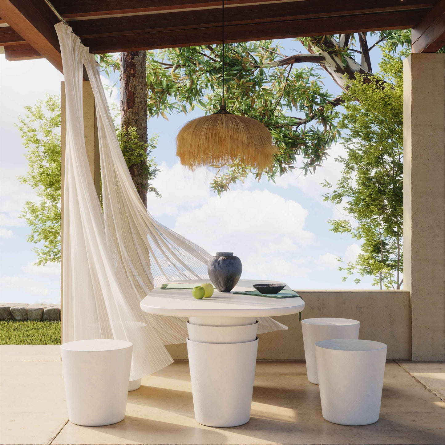 Margot Light Grey Faux Plaster Indoor/Outdoor Concrete Stool