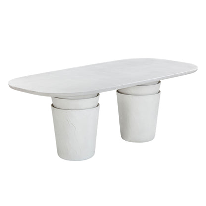 Margot 83" Light Grey Faux Plaster Indoor/Outdoor Concrete Oval Dining Table - Default Variant