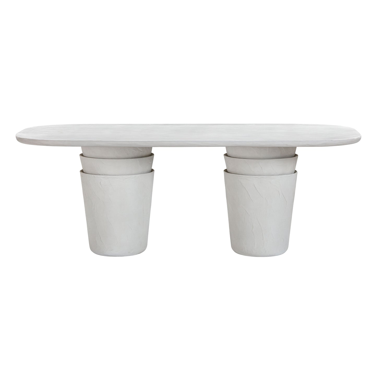 Margot 83" Light Grey Faux Plaster Indoor/Outdoor Concrete Oval Dining Table
