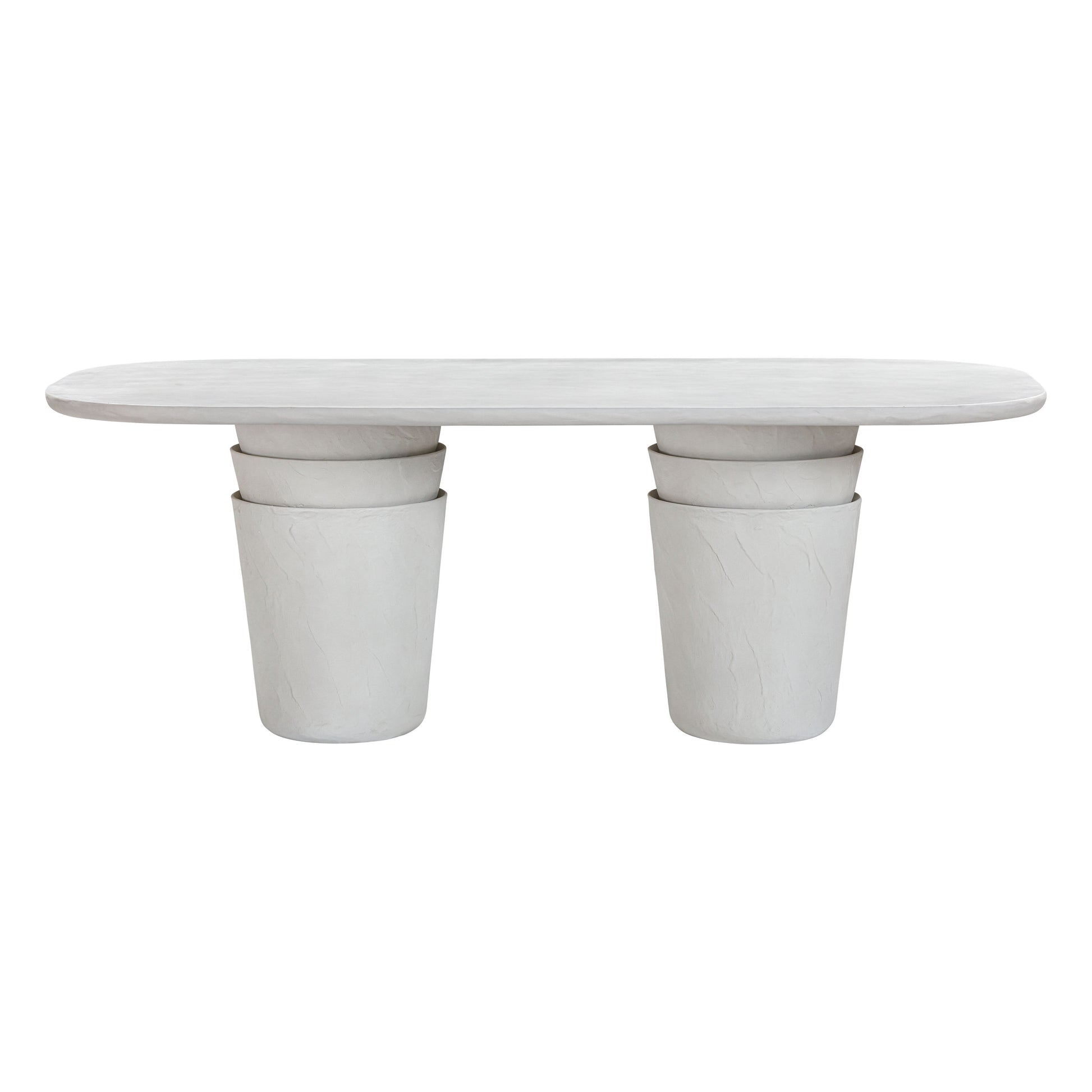 Margot 83" Light Grey Faux Plaster Indoor/Outdoor Concrete Oval Dining Table