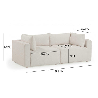 Hangover 81" Cream Performance Fabric Outdoor Modular Loveseat