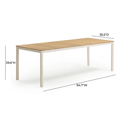 Sardinia 95" Light Teak Outdoor Rectangular Dining Table