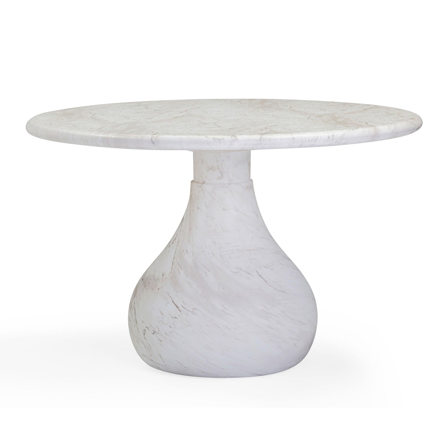 Smooch 47" Concrete Indoor/Outdoor Round Dining Table - White Marble