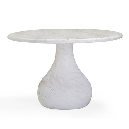 Smooch 47" Concrete Indoor/Outdoor Round Dining Table - White Marble