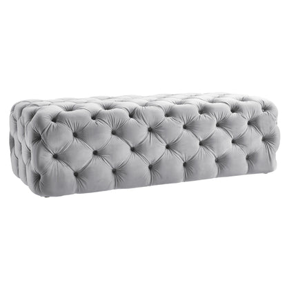 Kaylee 49" Performance Velvet Tufted Jumbo Ottoman - Grey
