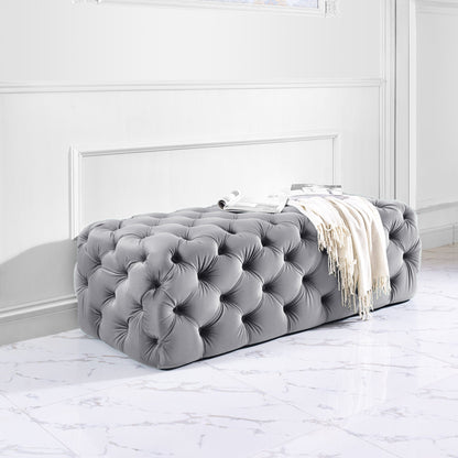 Kaylee 49" Performance Velvet Tufted Jumbo Ottoman