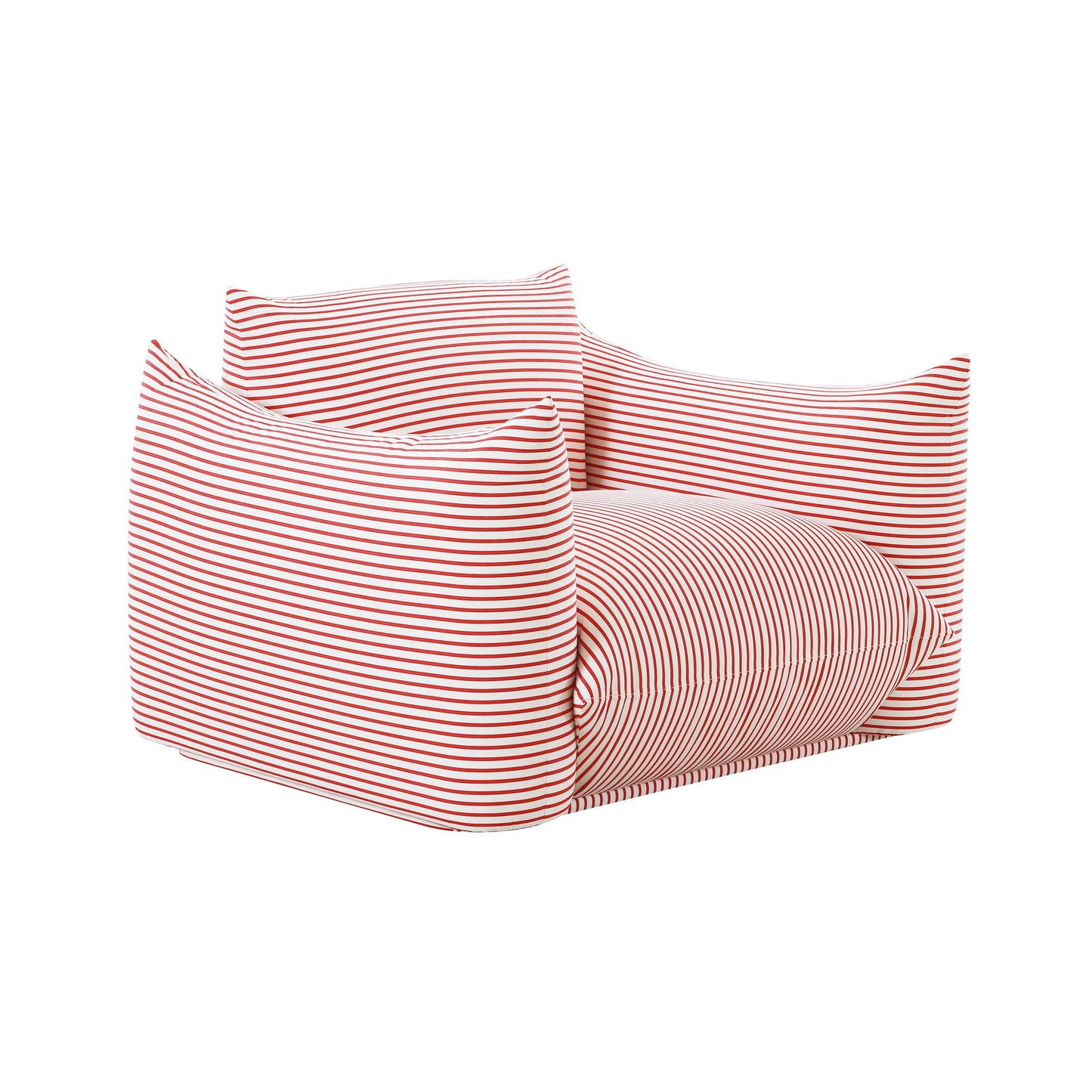Saint Tropez Striped Stuffed Indoor/Outdoor Armchair - Red