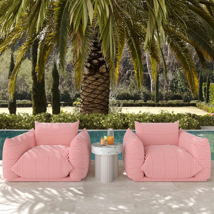 Saint Tropez Striped Stuffed Indoor/Outdoor Armchair