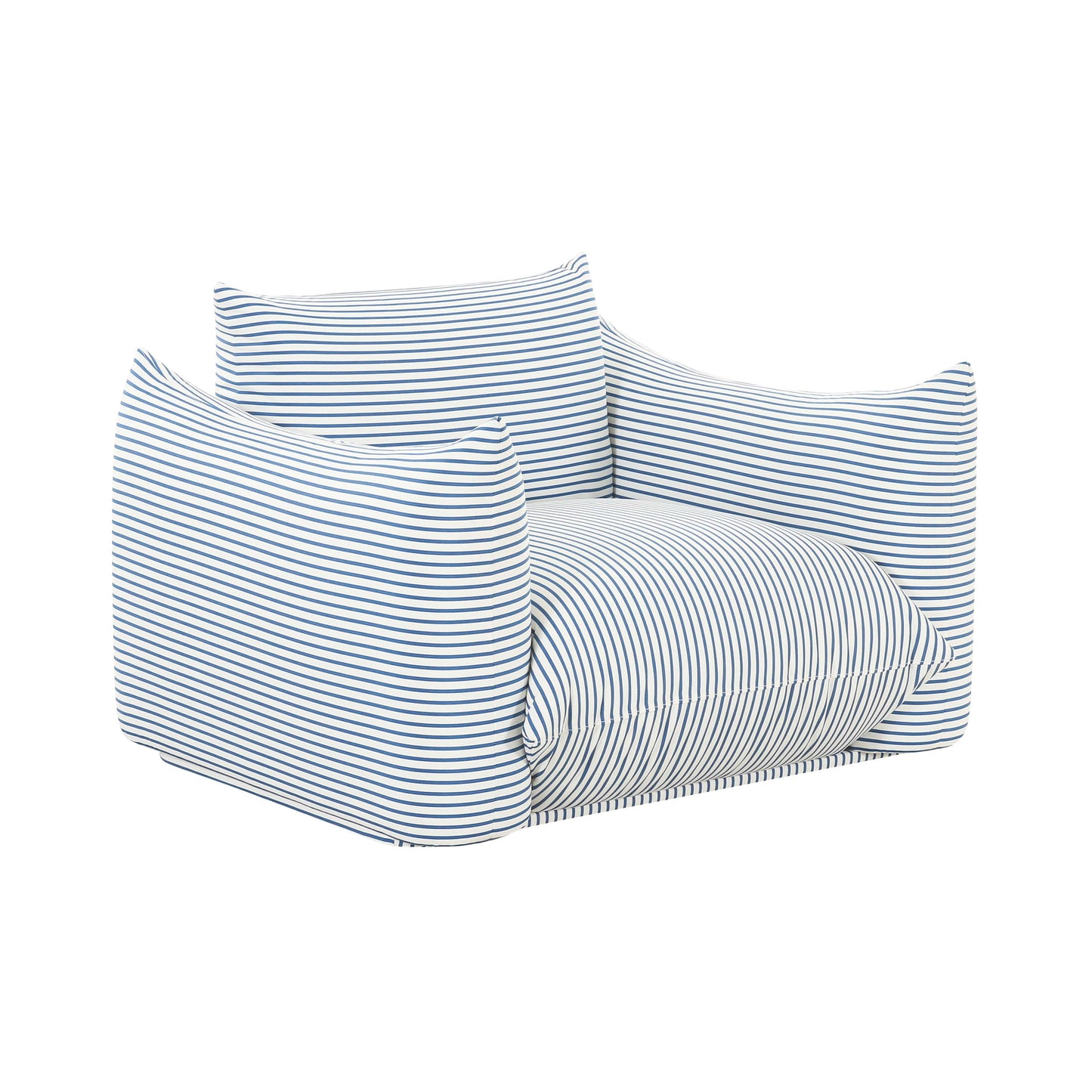 Saint Tropez Striped Stuffed Indoor/Outdoor Armchair - Blue